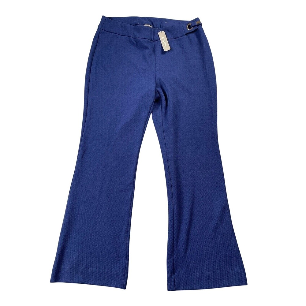 Chico's Dress Pants 3R 16 Navy Textured Wide Leg Trouser Work Office 31.5"
